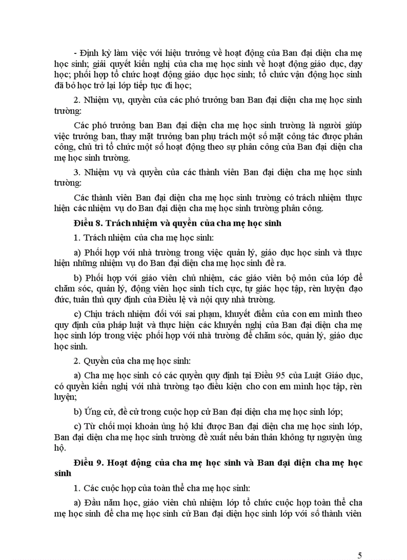image for page Dự thảo Điều lệ Ban đại diện CMHS mới