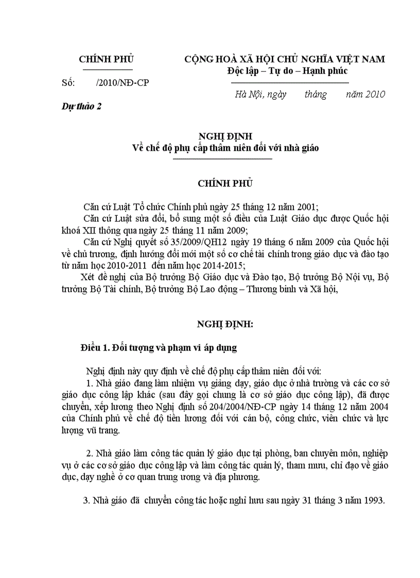 image for page Du thao Phu cap tham nien cho nha giao moi