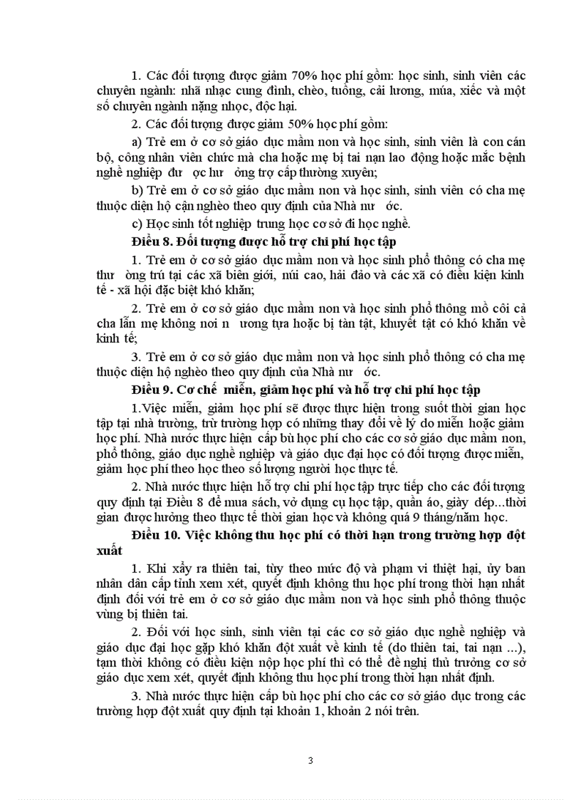 image for page Dự thảo quy định thu học phí từ năm 2010