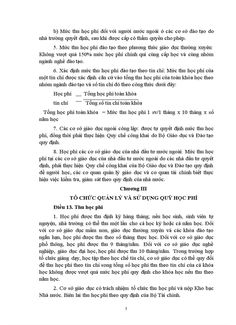 image for page Dự thảo quy định thu học phí từ năm 2010