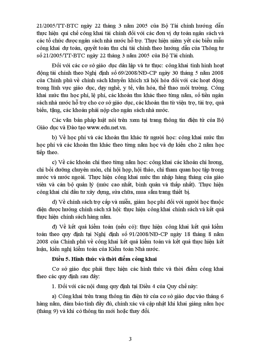 image for page DỰ THẢO VỀ CHẾ ĐỘ CÔNG KHAI Đối với cơ sở Giáo dục