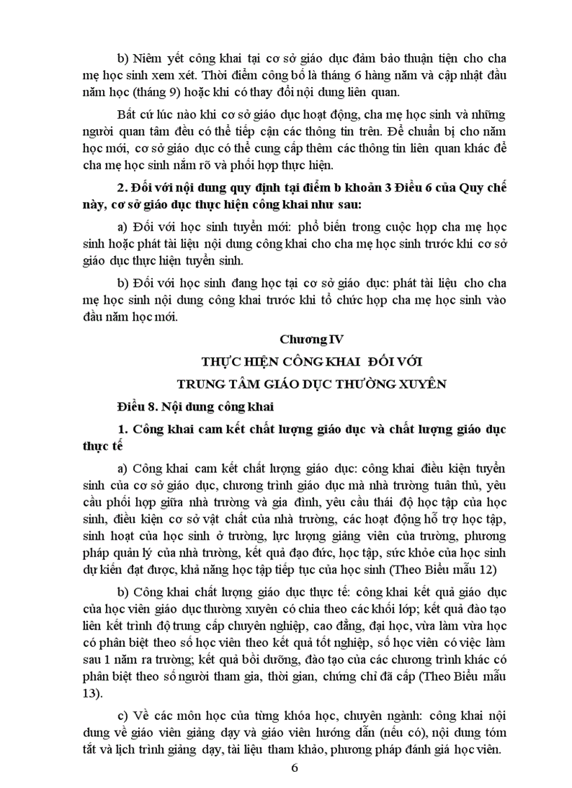 image for page DỰ THẢO VỀ CHẾ ĐỘ CÔNG KHAI Đối với cơ sở Giáo dục