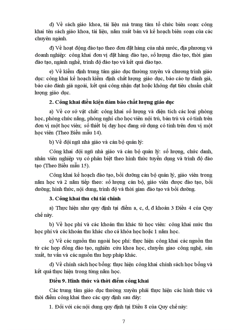 image for page DỰ THẢO VỀ CHẾ ĐỘ CÔNG KHAI Đối với cơ sở Giáo dục
