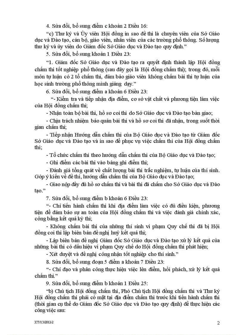 image for page DỰ THẢO Về việc sửa đổi bổ sung một số điều của Quy chế thi tốt nghiệp trung học phổ thông 2011