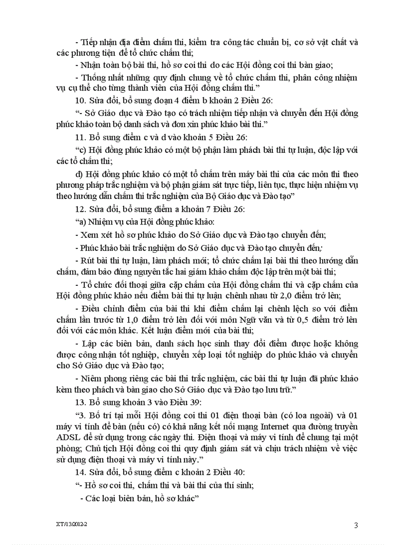 image for page DỰ THẢO Về việc sửa đổi bổ sung một số điều của Quy chế thi tốt nghiệp trung học phổ thông 2011