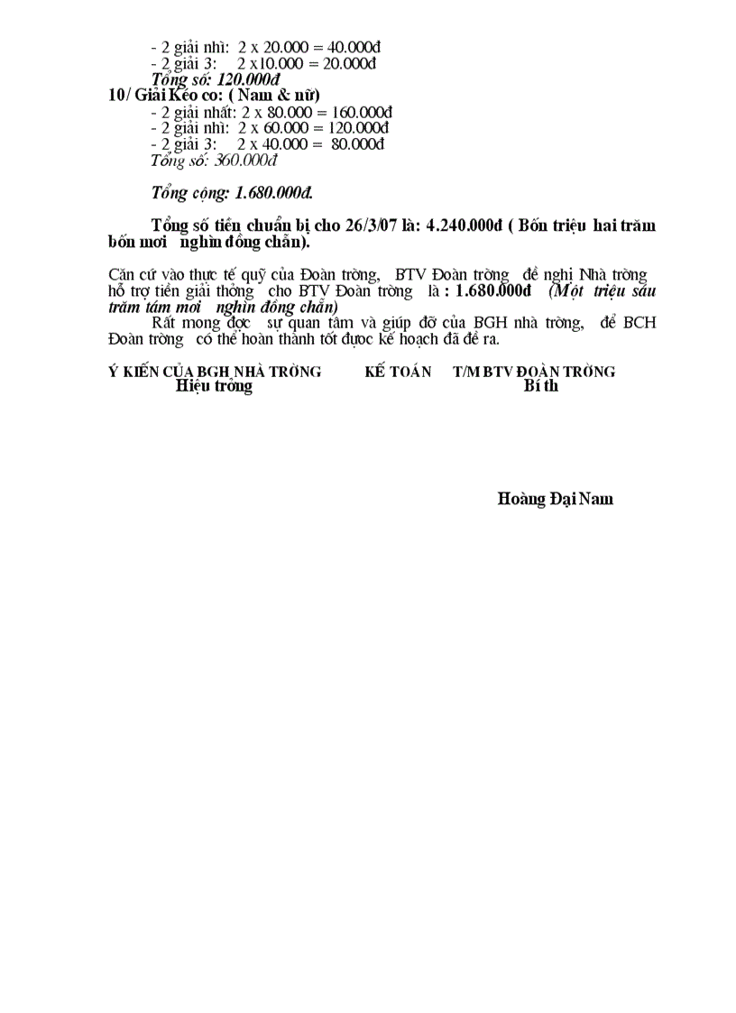 image for page Dự toán kinh phí tổ chức 26 3