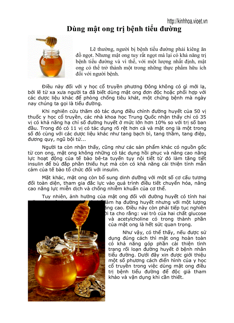 image for page Dùng mật ong trị bệnh tiểu đường