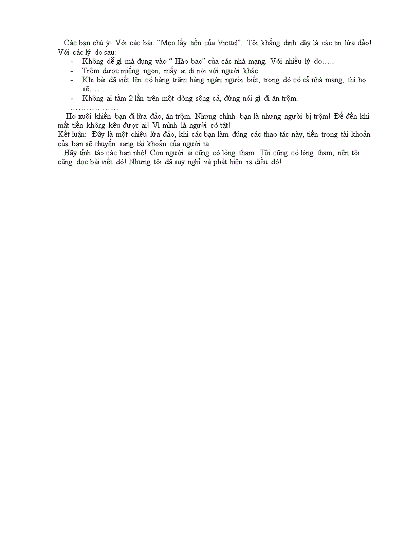 image for page Đừng tin lời của những tên trộm tiền của Viettel