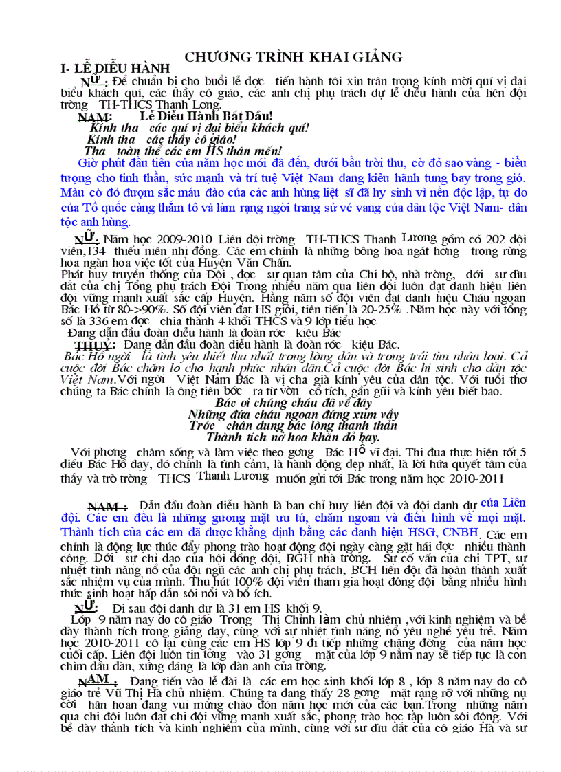 image for page Dẫn chương trình Khai giảng 2010 1