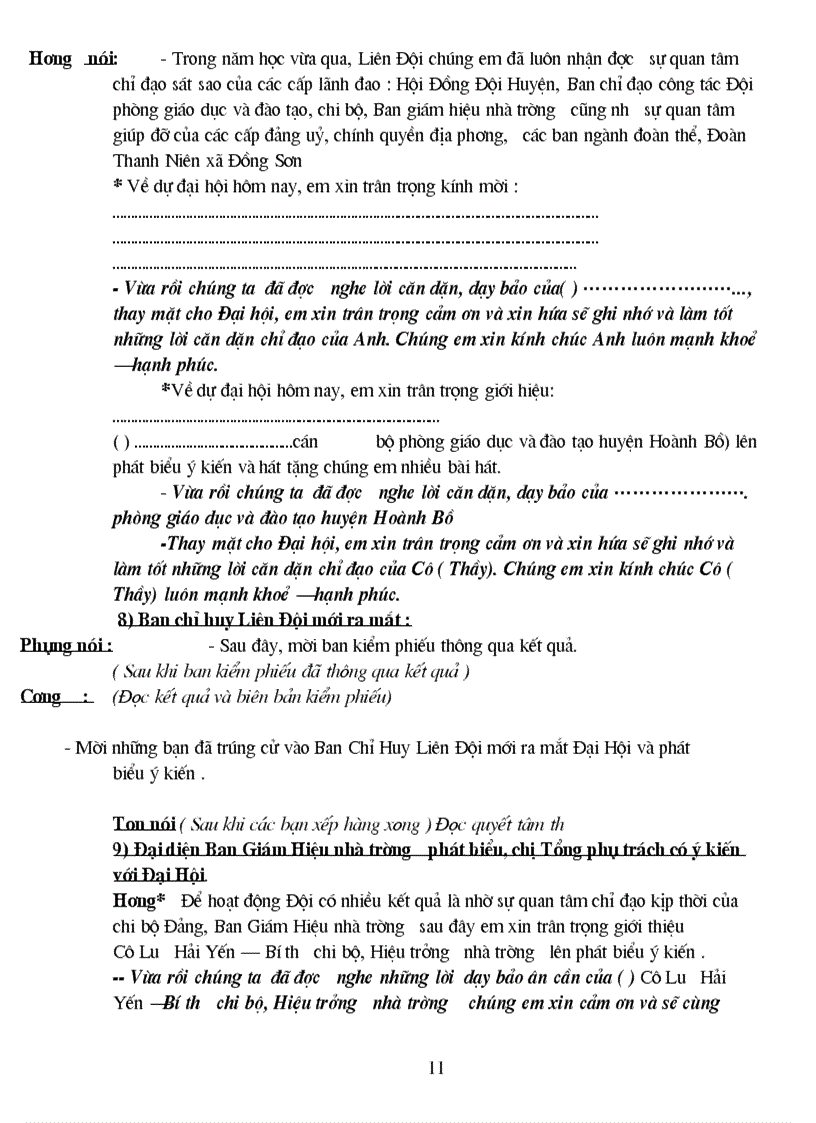 image for page Dẫn chương trình đại hội liên đội 1