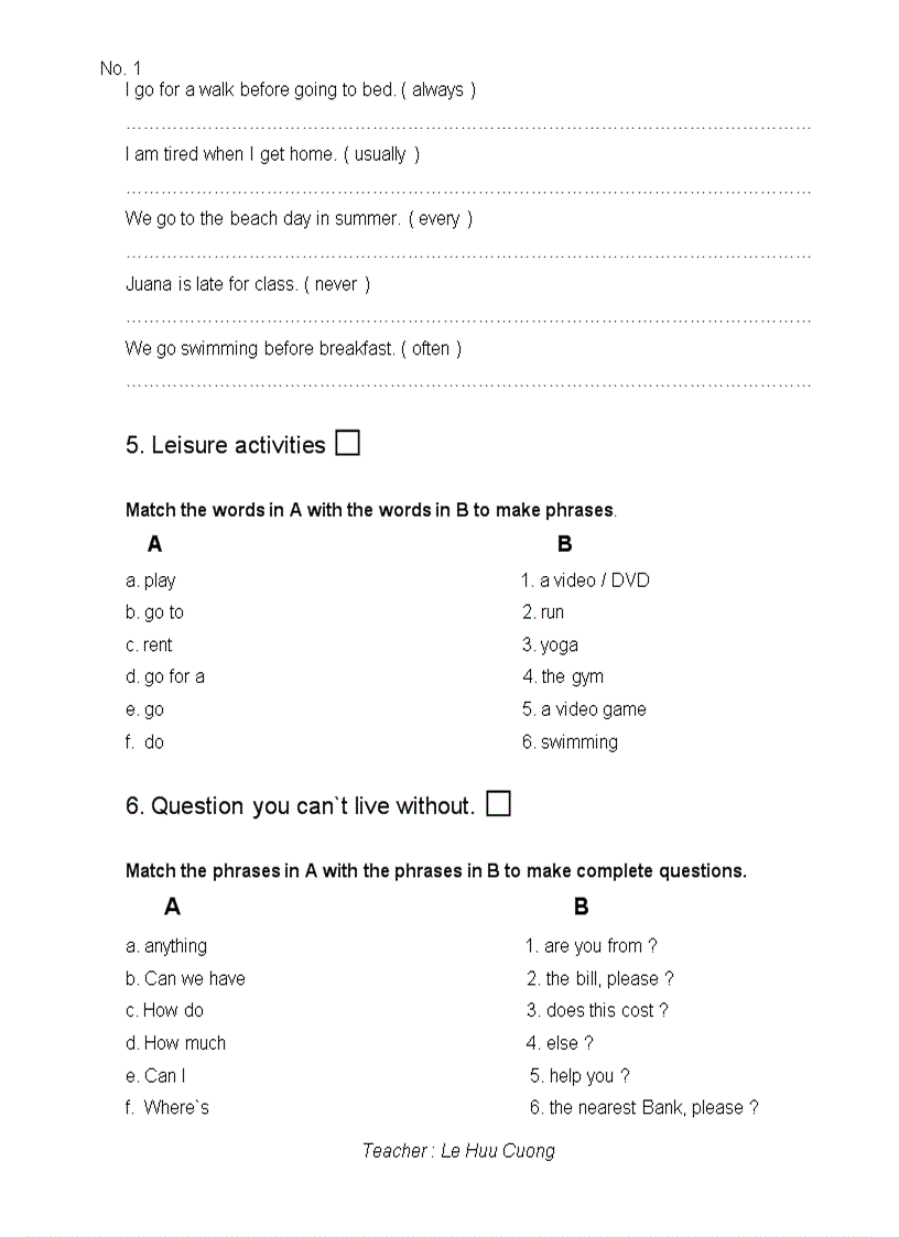 image for page English Test level A