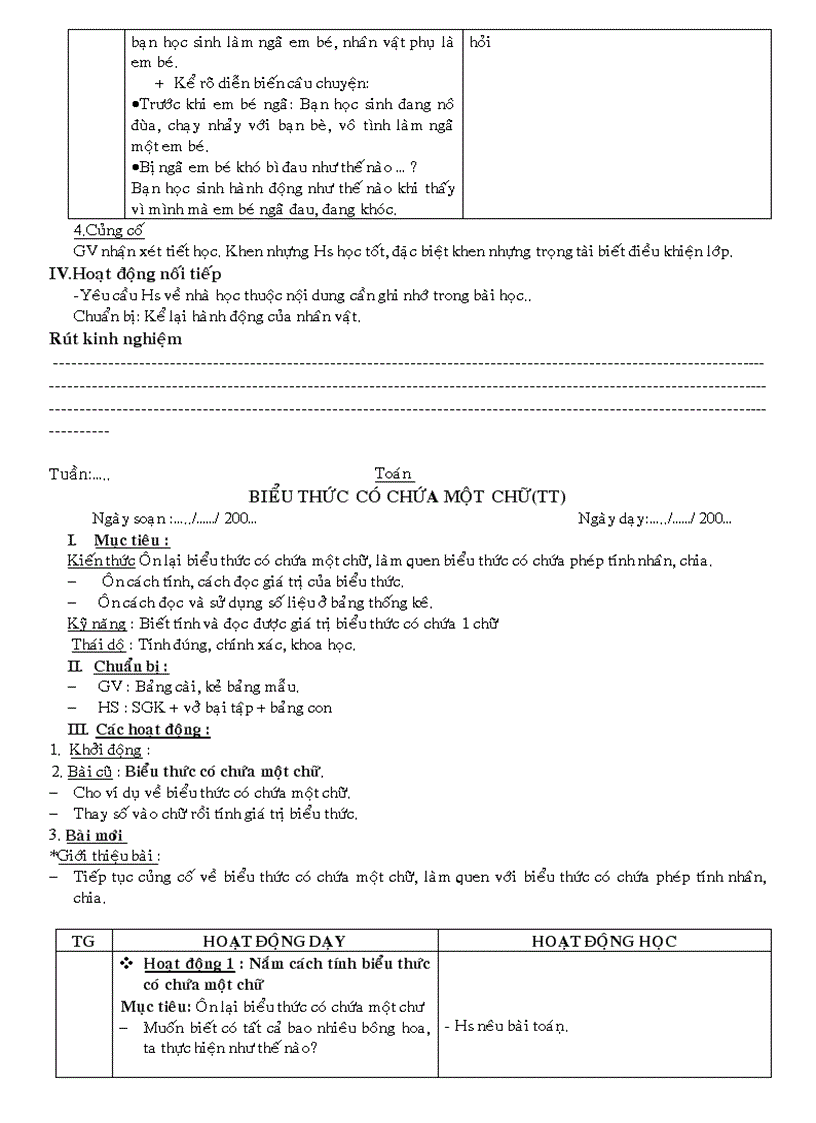 image for page GA các môn L4 Tuần 1