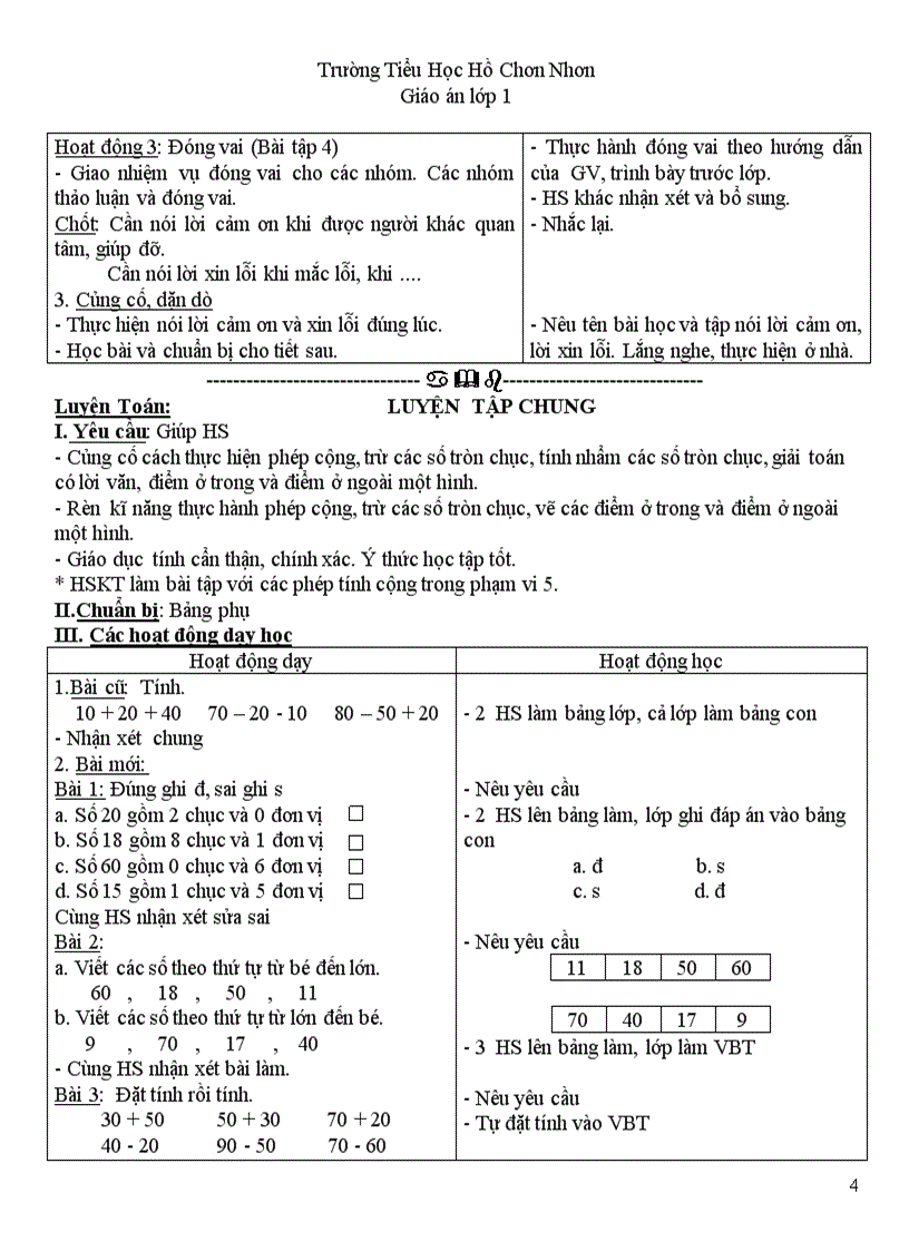 GA lớp 1 tuần 26