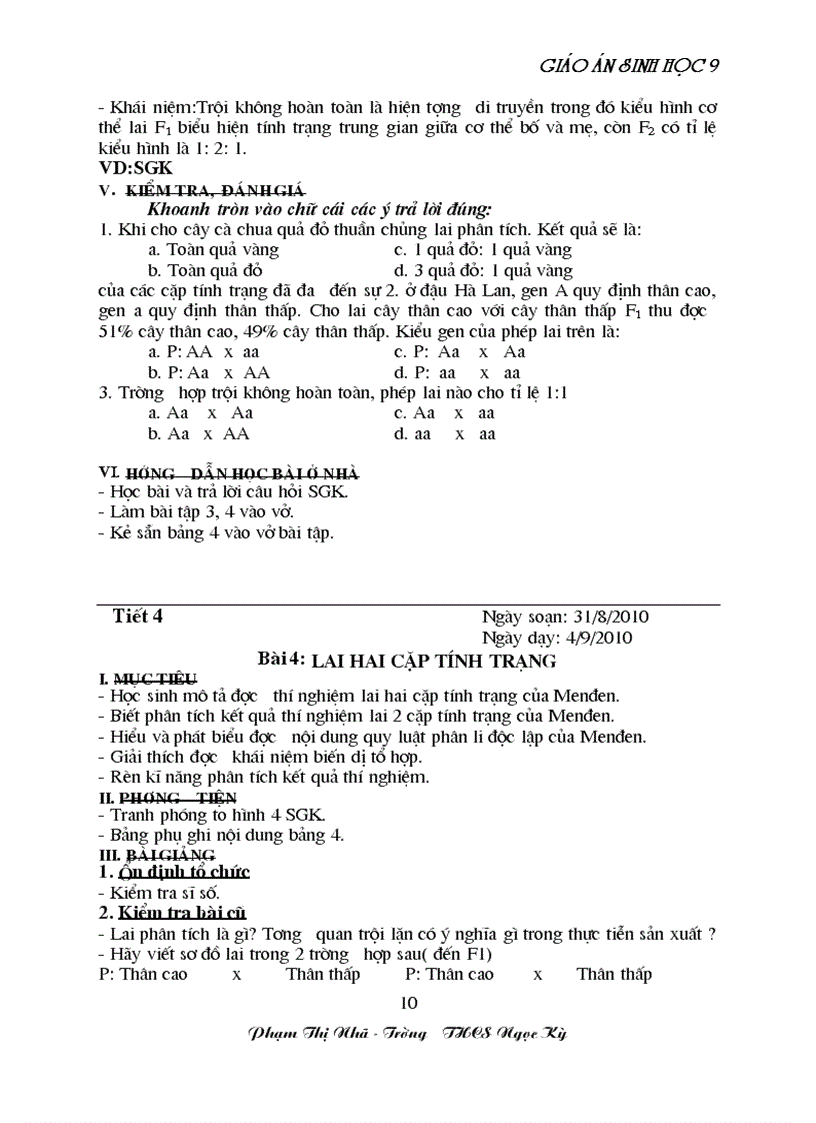 image for page GA sinh học 9 đã tích hợp môi trương Rất hay