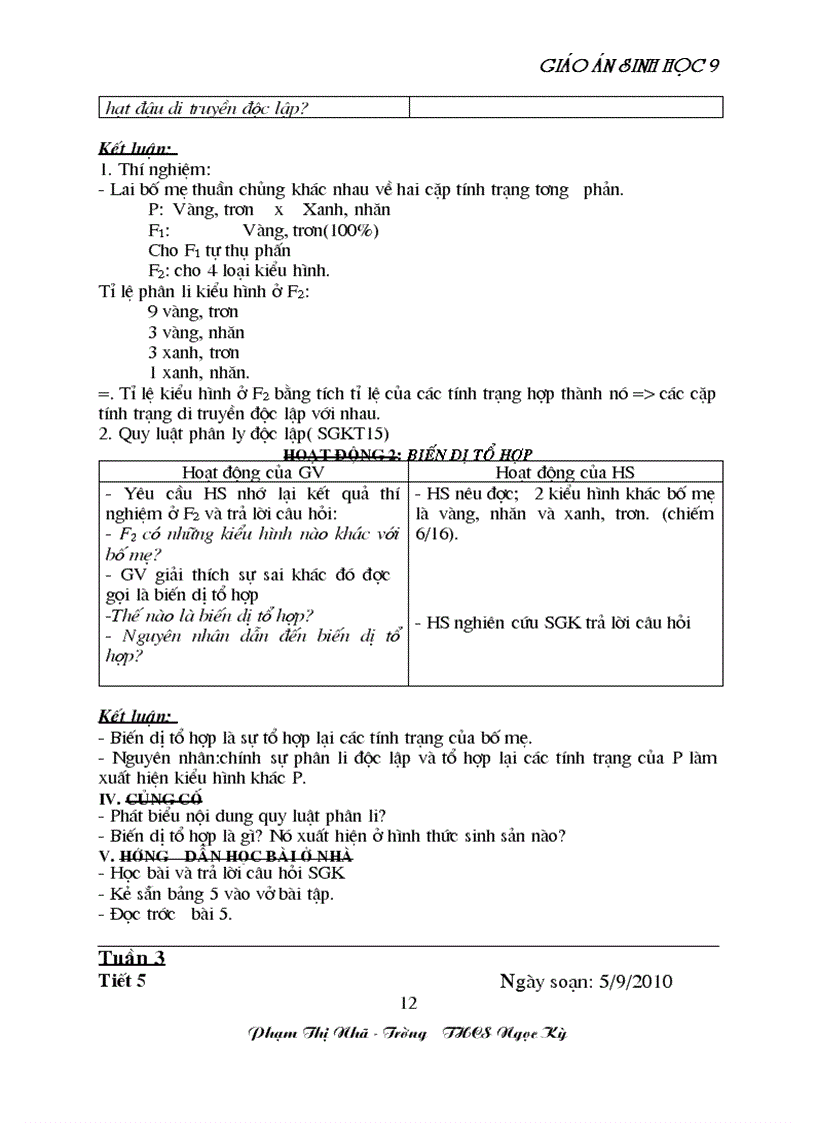 image for page GA sinh học 9 đã tích hợp môi trương Rất hay