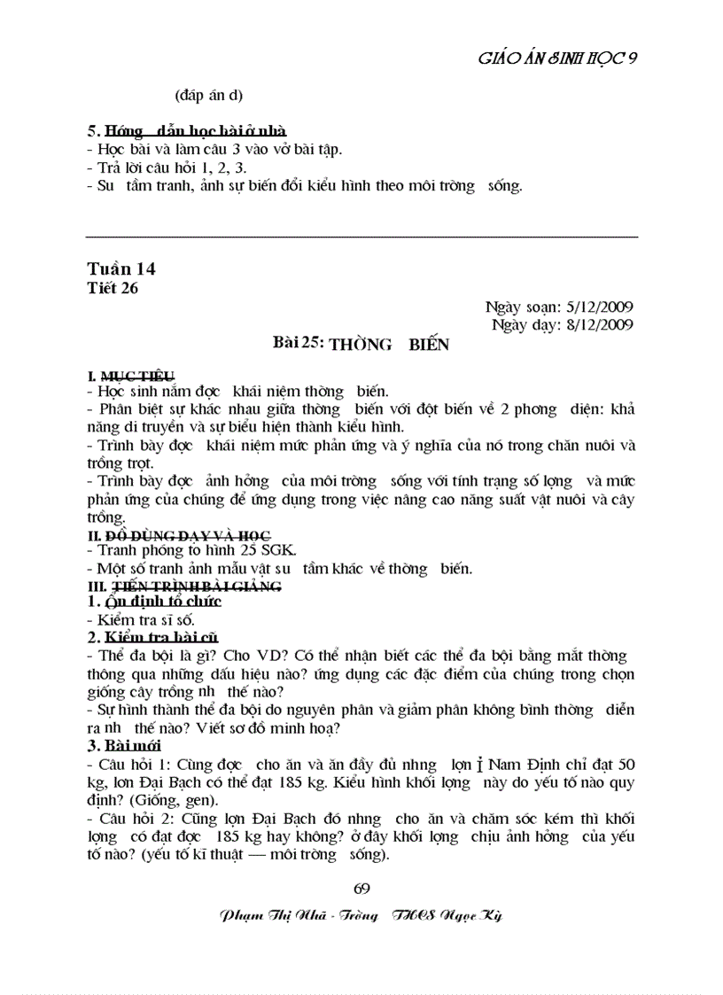 image for page GA sinh học 9 đã tích hợp môi trương Rất hay