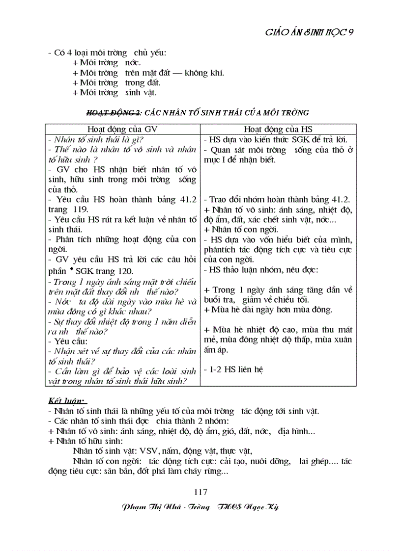 image for page GA sinh học 9 đã tích hợp môi trương Rất hay