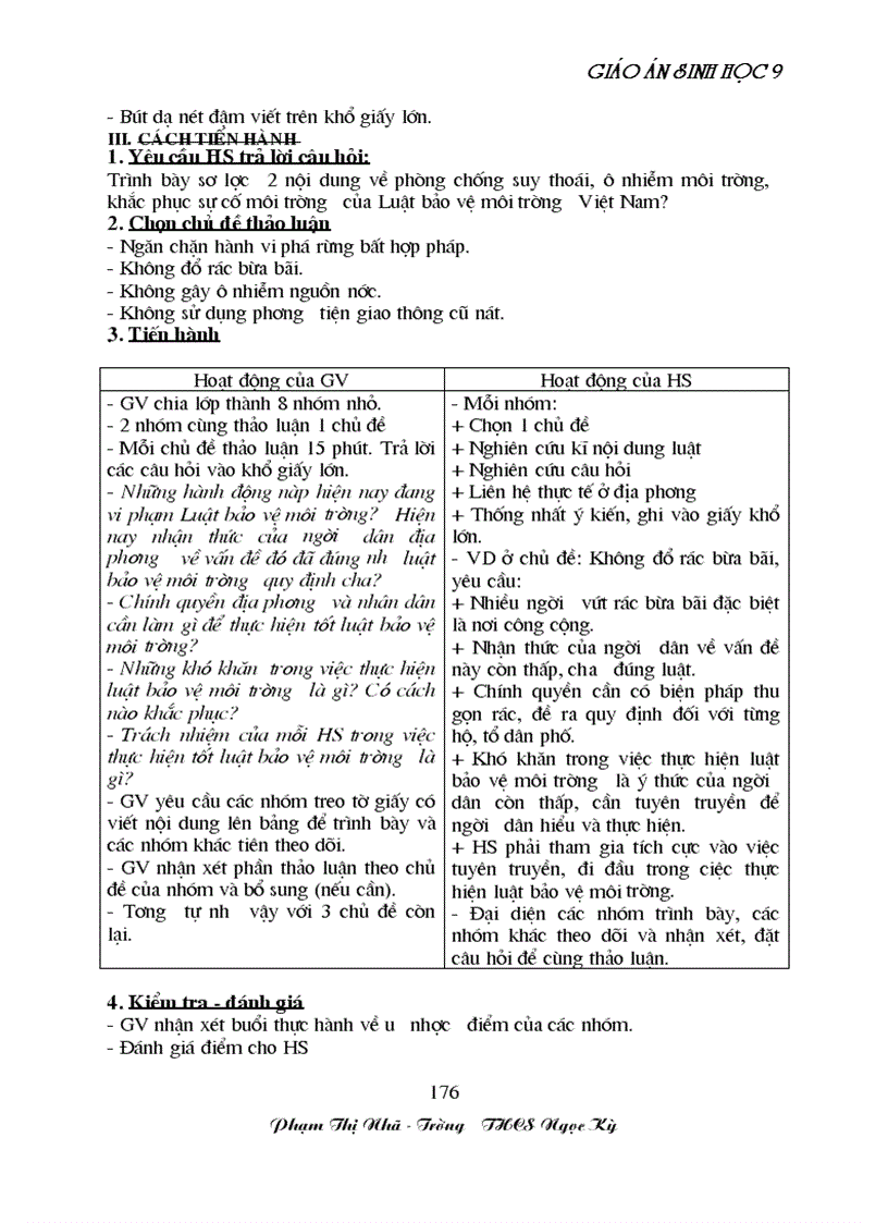 image for page GA sinh học 9 đã tích hợp môi trương Rất hay