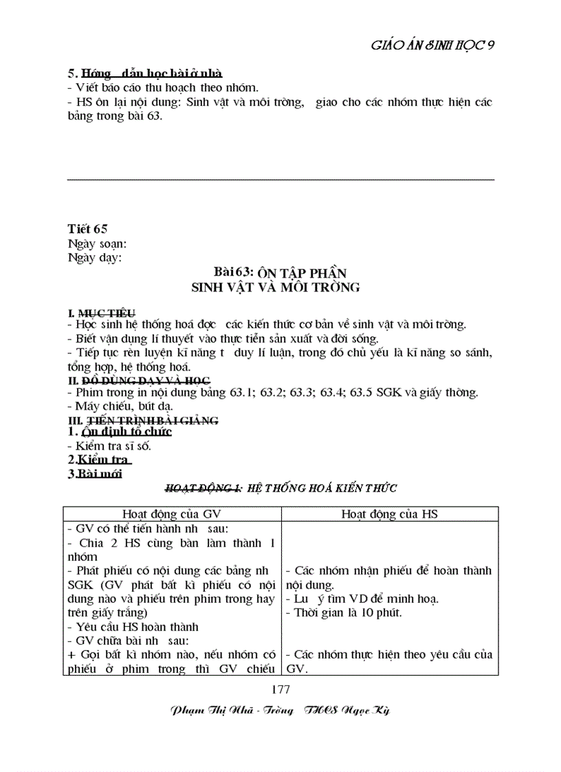 image for page GA sinh học 9 đã tích hợp môi trương Rất hay