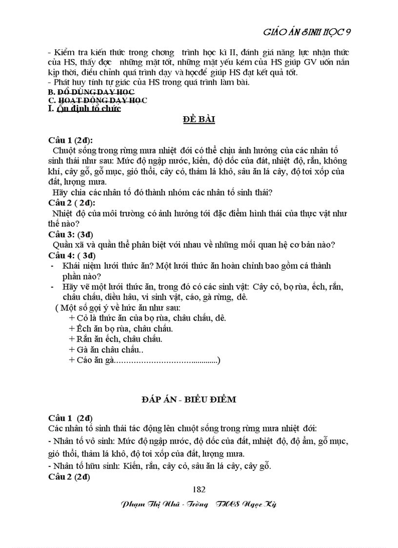 image for page GA sinh học 9 đã tích hợp môi trương Rất hay