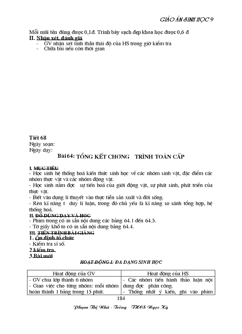 image for page GA sinh học 9 đã tích hợp môi trương Rất hay