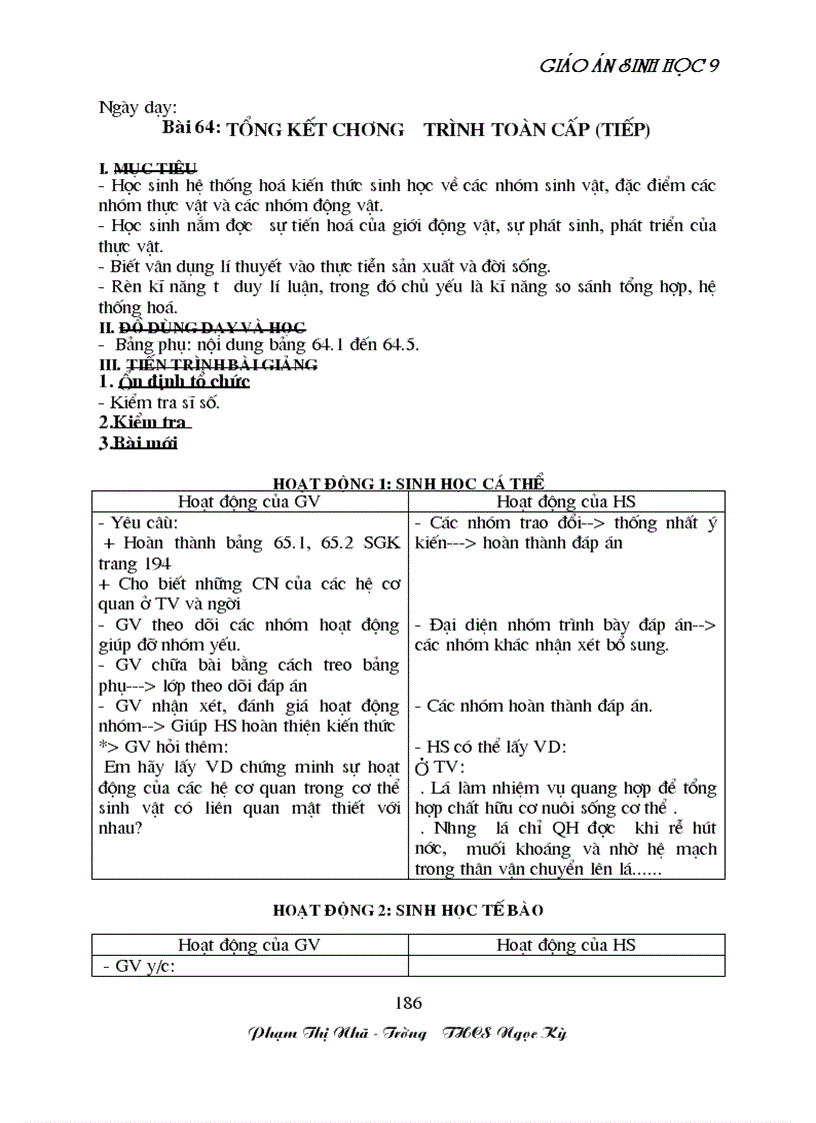 image for page GA sinh học 9 đã tích hợp môi trương Rất hay