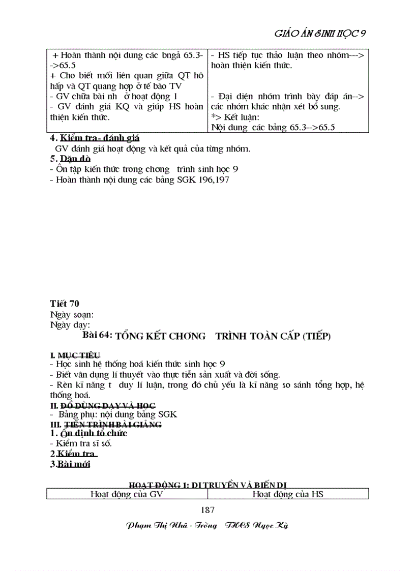 image for page GA sinh học 9 đã tích hợp môi trương Rất hay