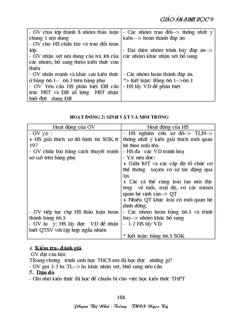 image for page GA sinh học 9 đã tích hợp môi trương Rất hay