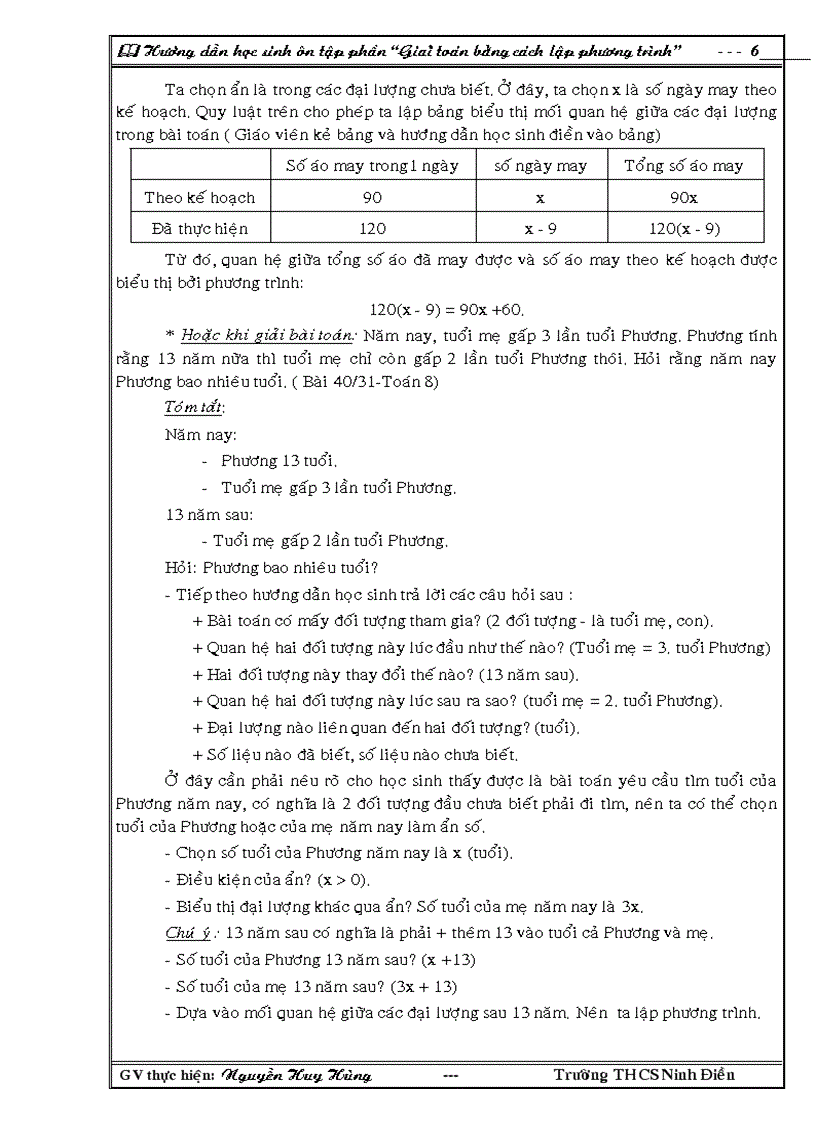 image for page Giải bài toán bằng cách lập phương trình Toán 8