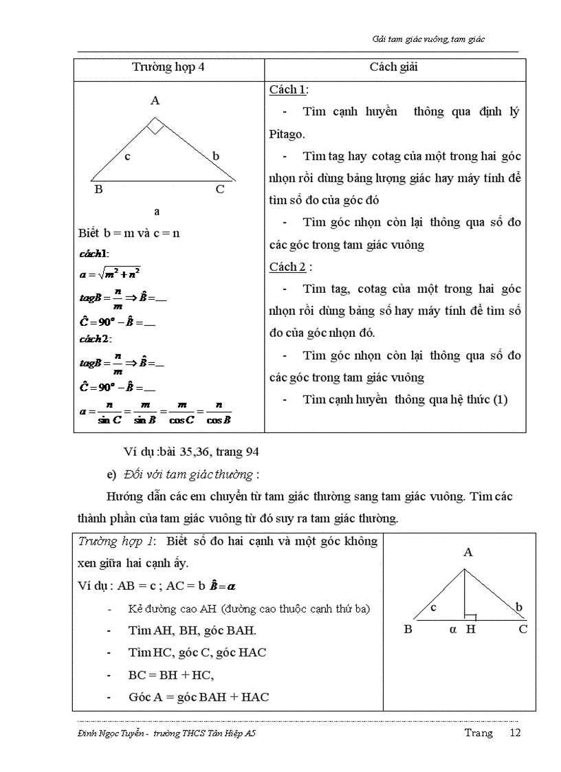 image for page Giải tam giác vuông tam giác