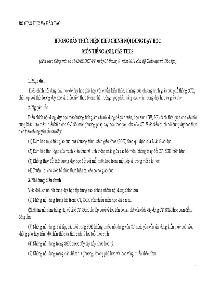 image for page Giảm tải môn Anh văn THCS