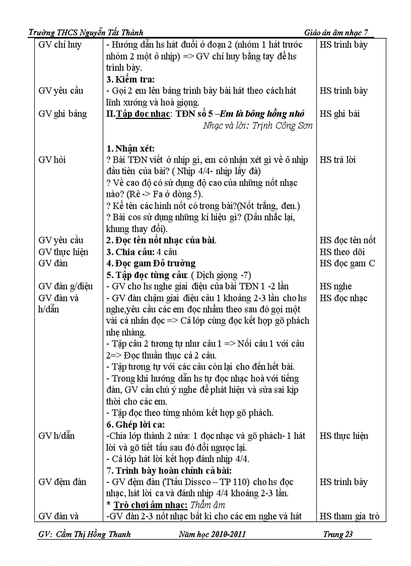 image for page Giáo án âm nhạc 7