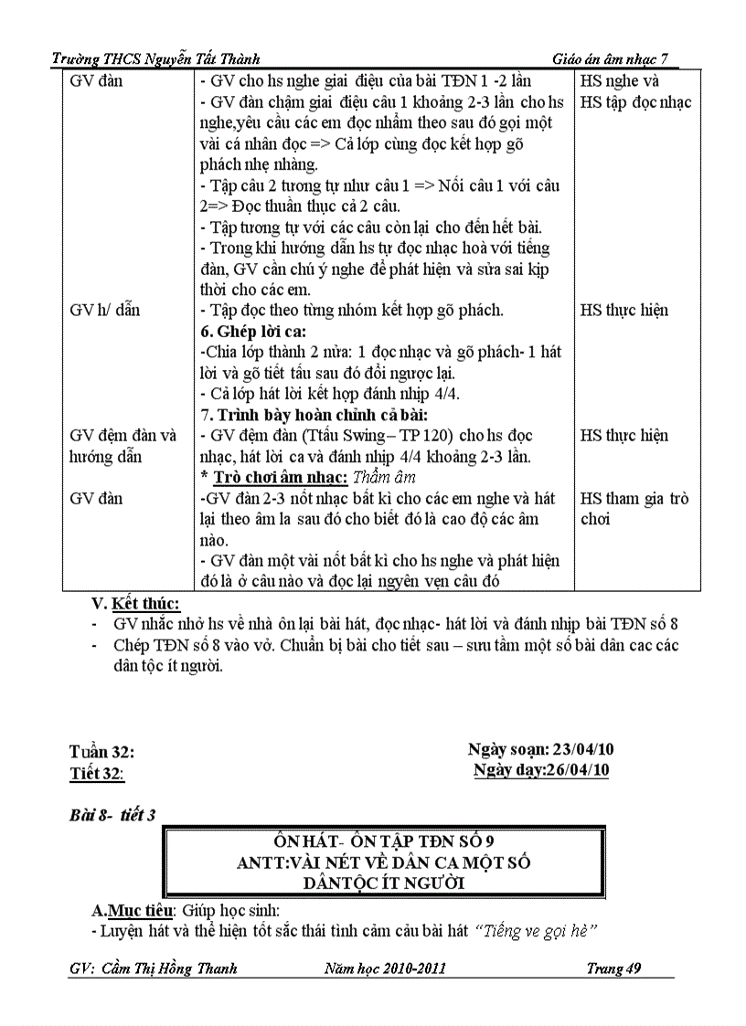 image for page Giáo án âm nhạc 7
