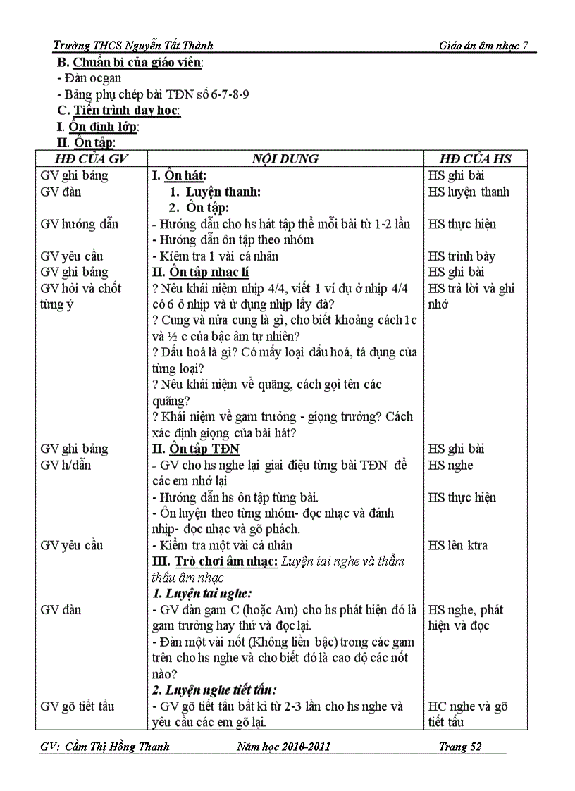 image for page Giáo án âm nhạc 7
