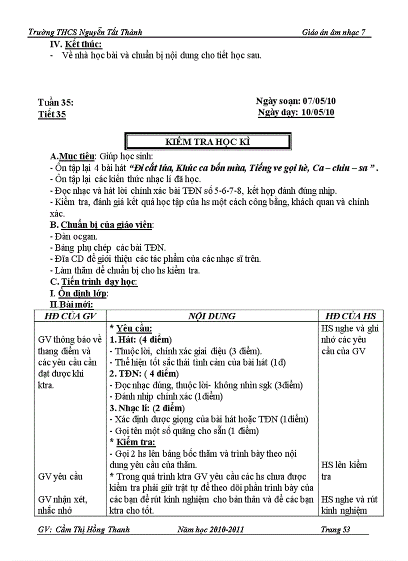 image for page Giáo án âm nhạc 7