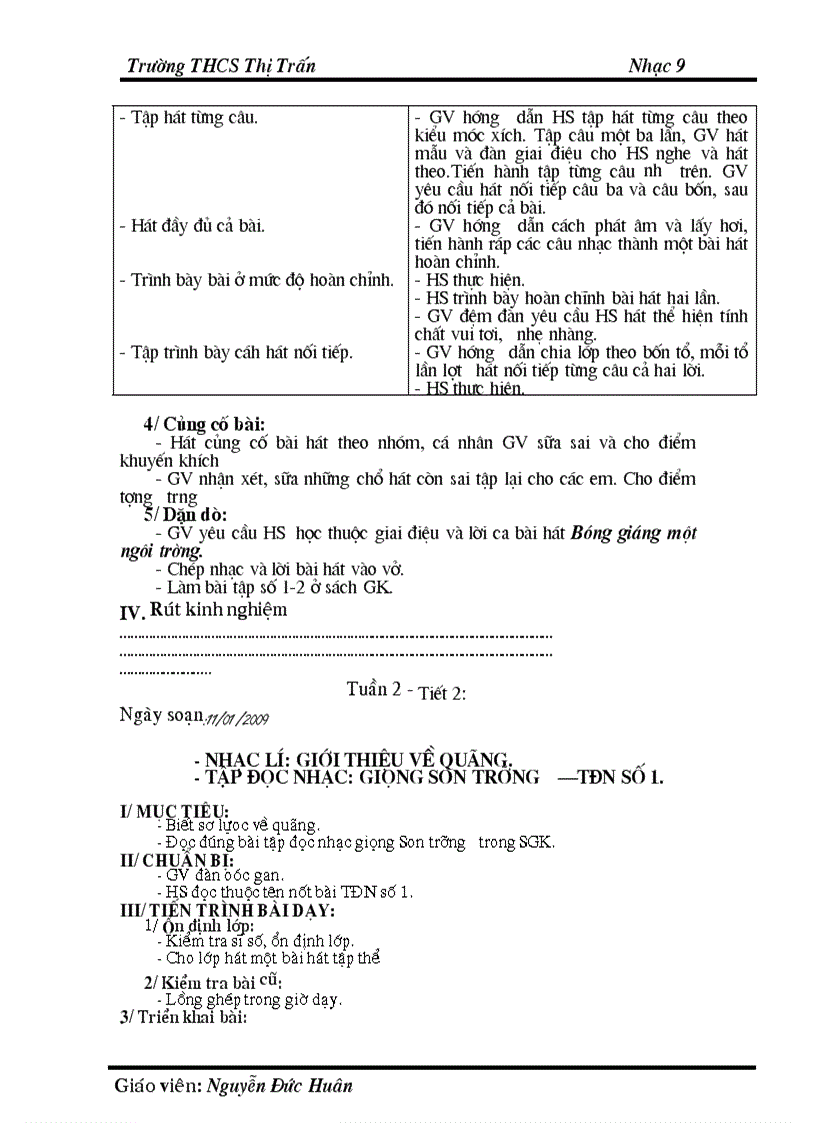 image for page Giáo án âm nhạc 9 năm 2009 2010