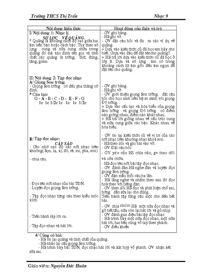 image for page Giáo án âm nhạc 9 năm 2009 2010