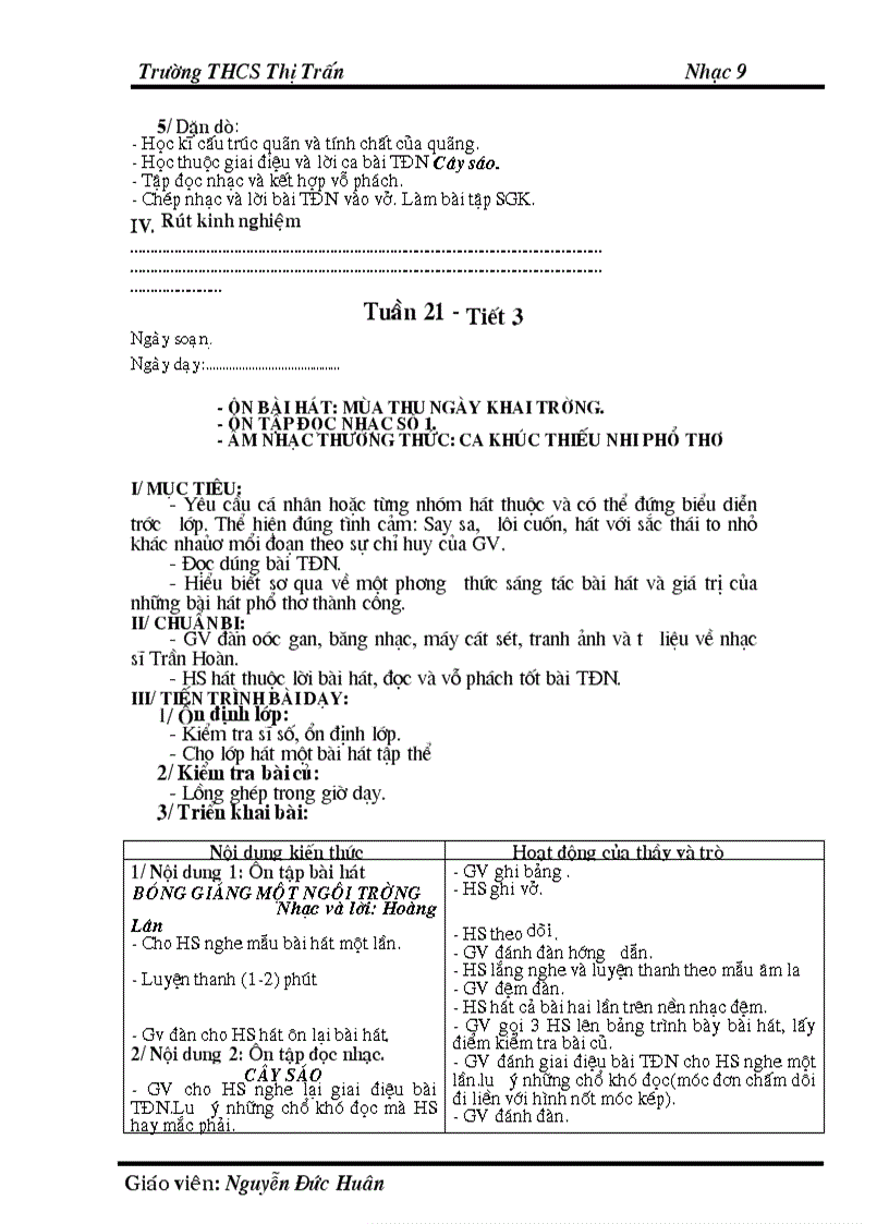 image for page Giáo án âm nhạc 9 năm 2009 2010