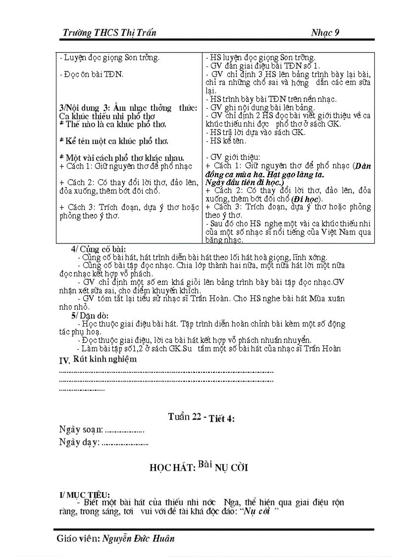 image for page Giáo án âm nhạc 9 năm 2009 2010