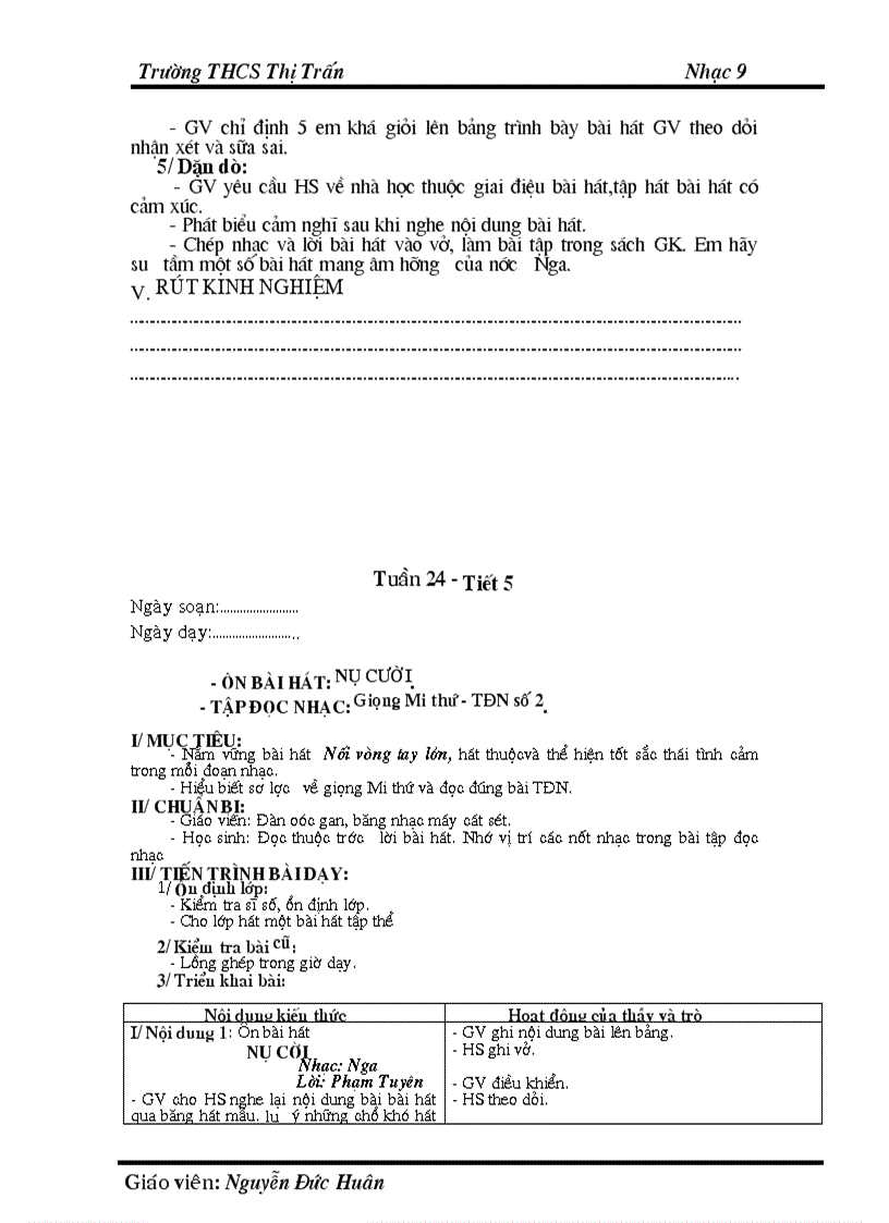 image for page Giáo án âm nhạc 9 năm 2009 2010