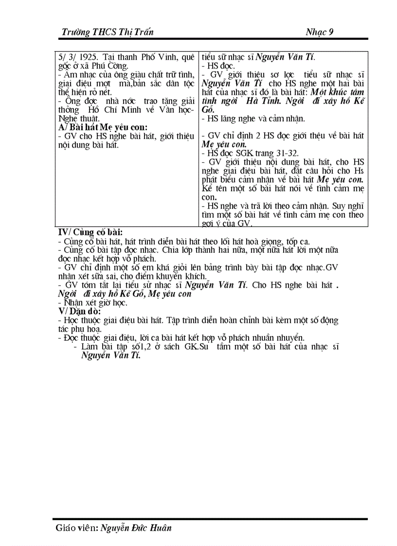 image for page Giáo án âm nhạc 9 năm 2009 2010