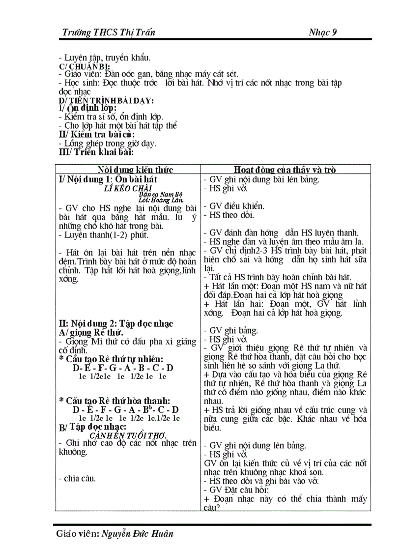 image for page Giáo án âm nhạc 9 năm 2009 2010