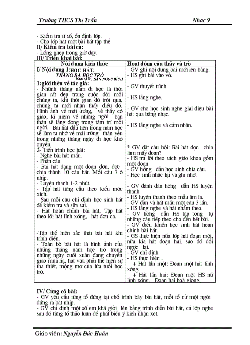 image for page Giáo án âm nhạc 9 năm 2009 2010