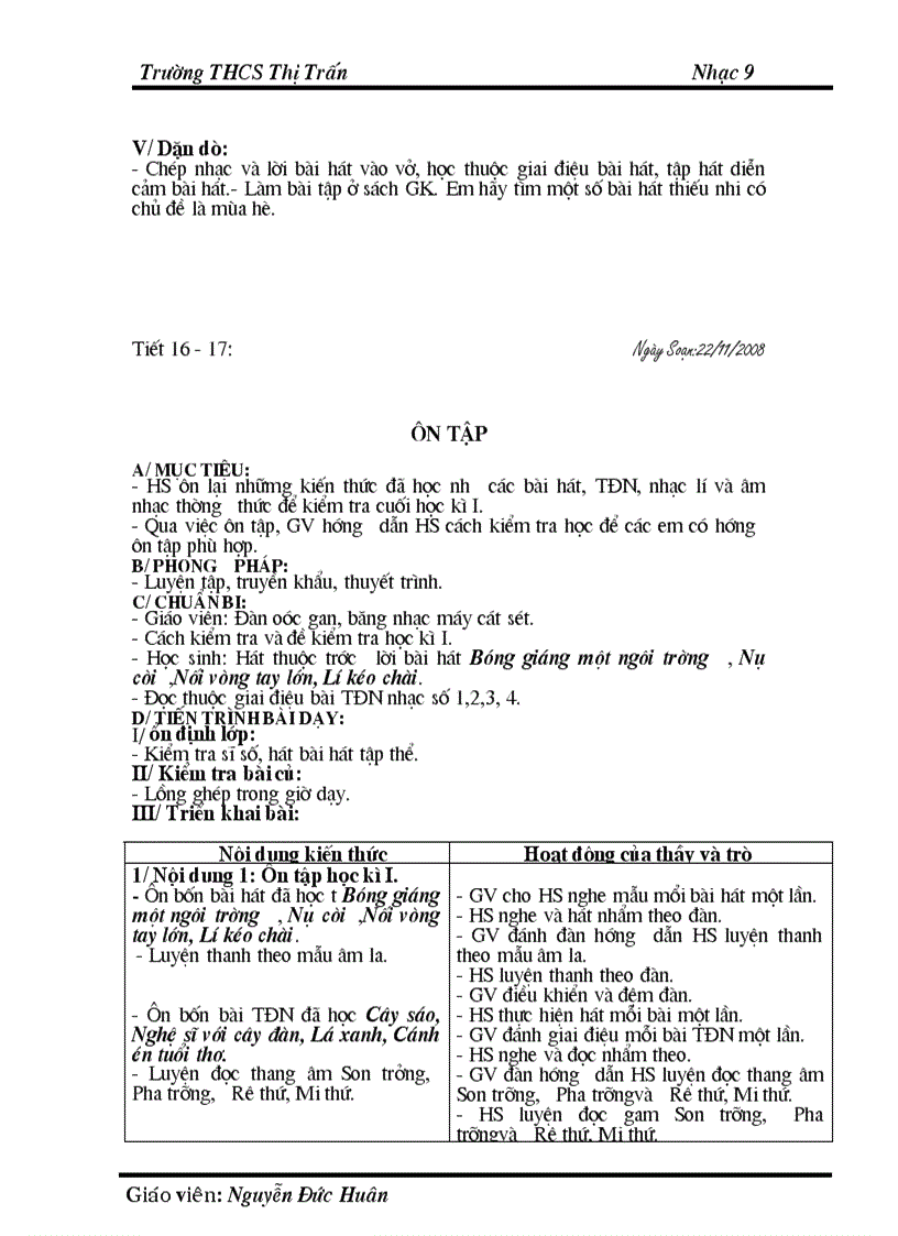 image for page Giáo án âm nhạc 9 năm 2009 2010
