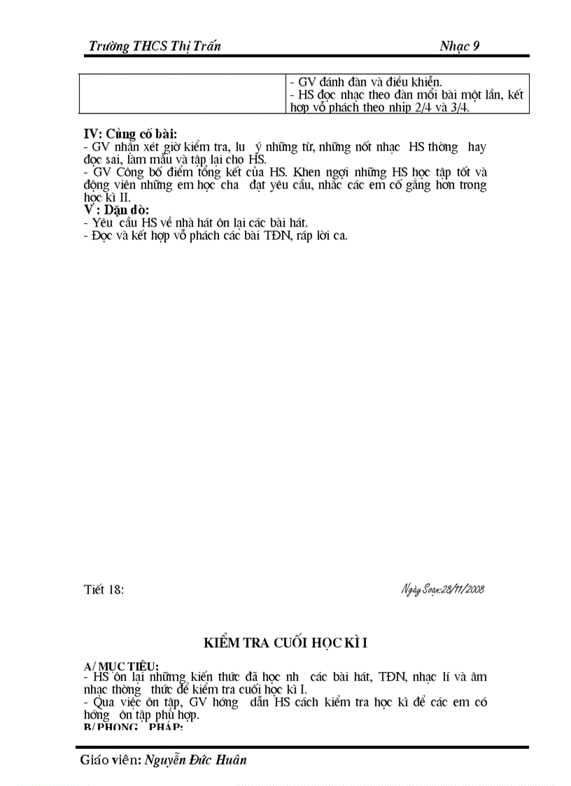 image for page Giáo án âm nhạc 9 năm 2009 2010