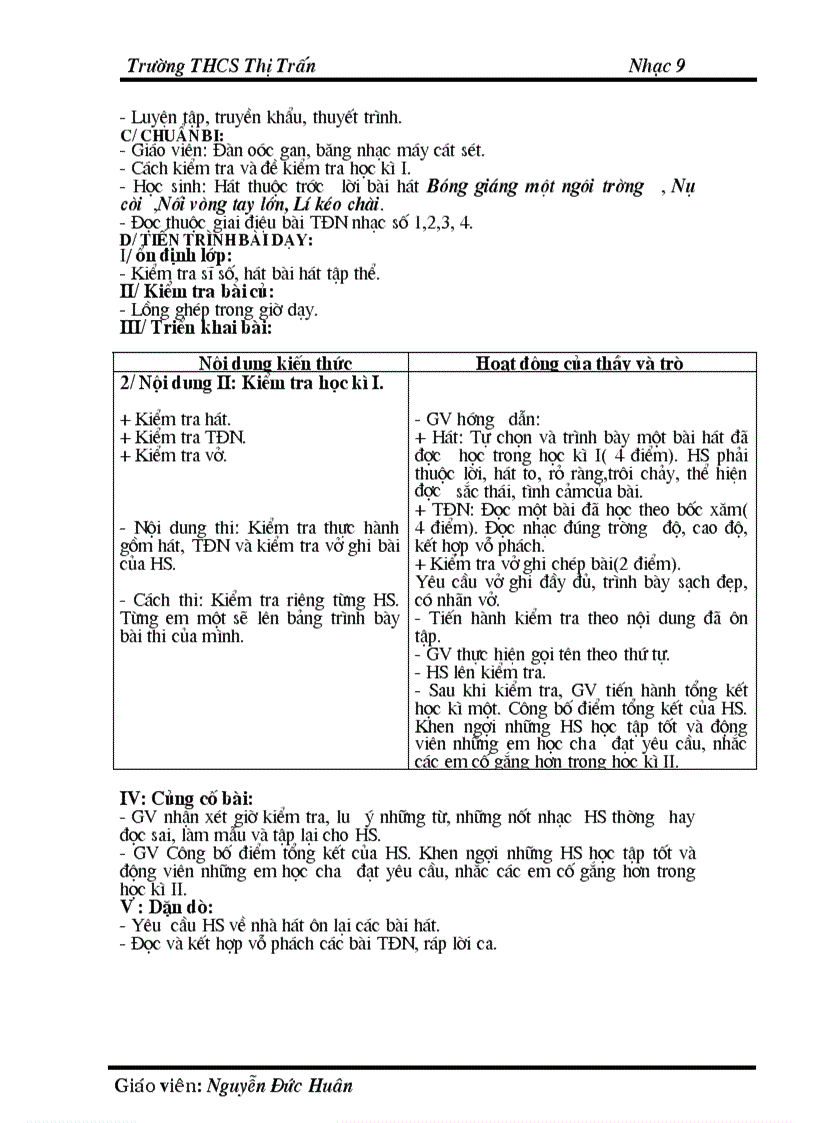 image for page Giáo án âm nhạc 9 năm 2009 2010