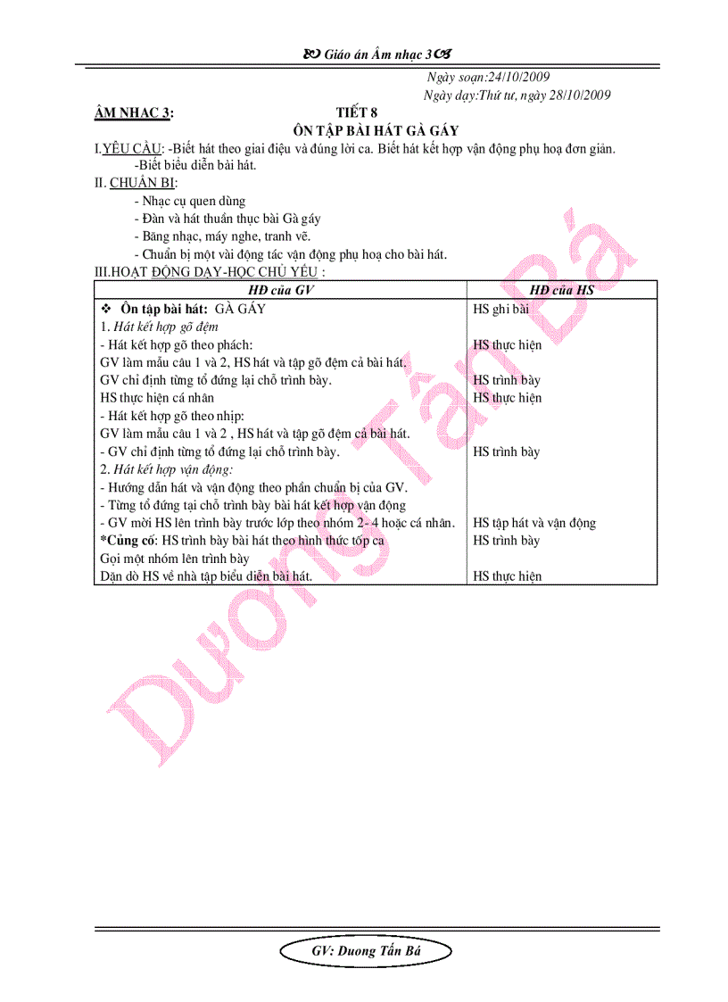 image for page Giáo án âm nhạc lớp 3