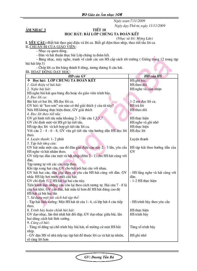 image for page Giáo án âm nhạc lớp 3