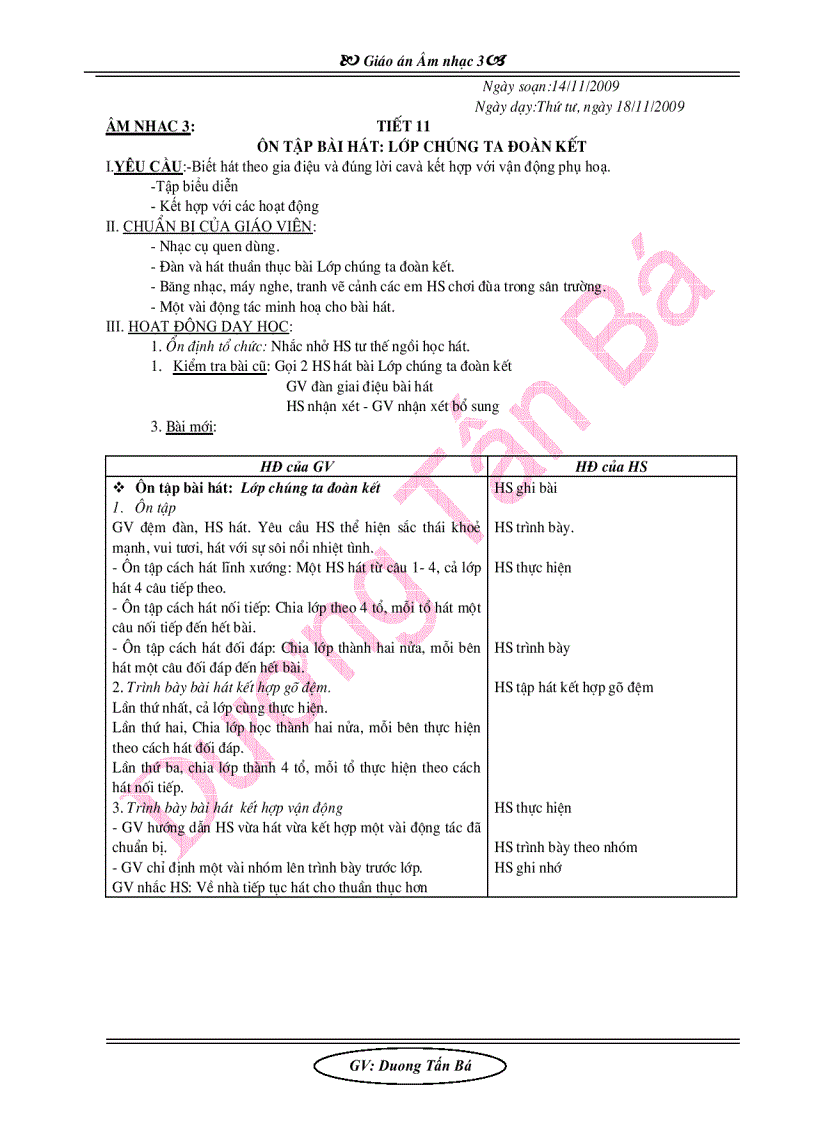 image for page Giáo án âm nhạc lớp 3