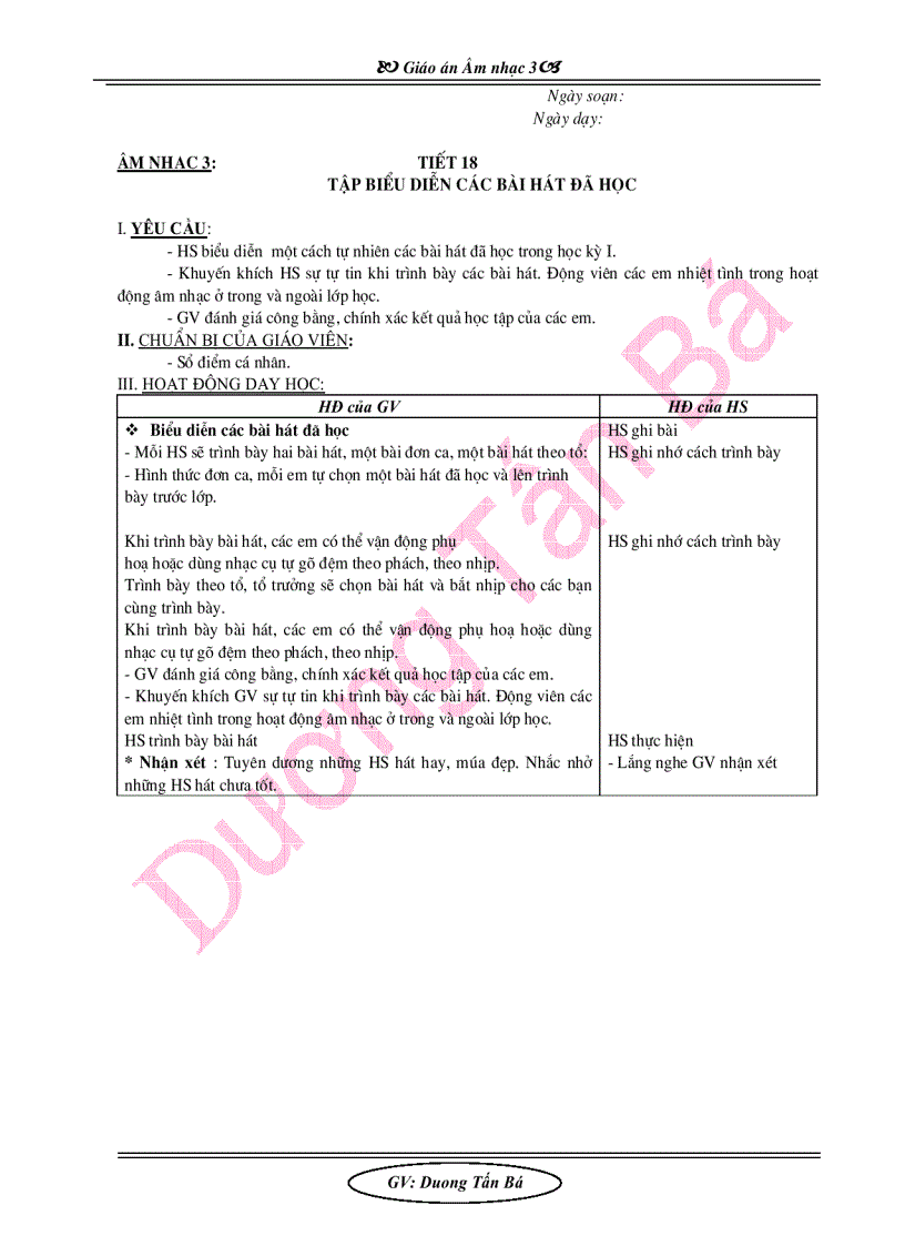 image for page Giáo án âm nhạc lớp 3